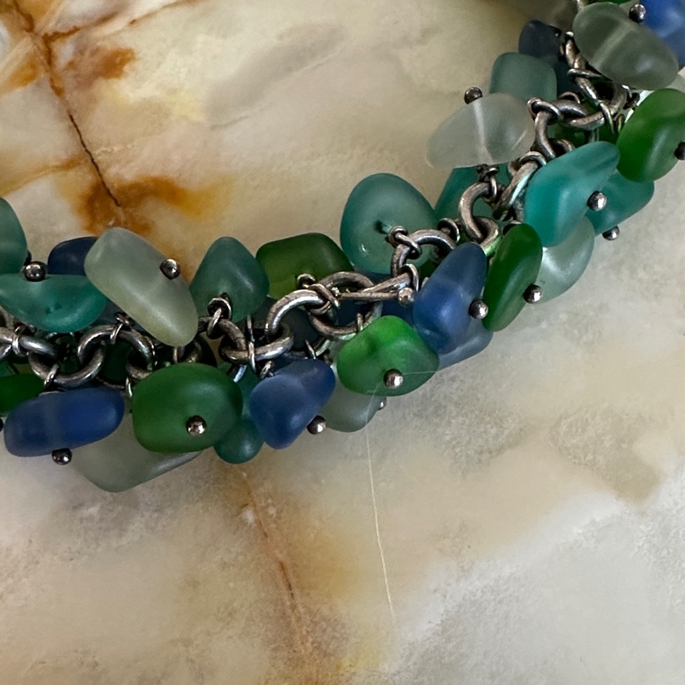 sterling silver Coastal Green & Blue Sea d Bracelet - Women Jewelry - Picture 11 of 12